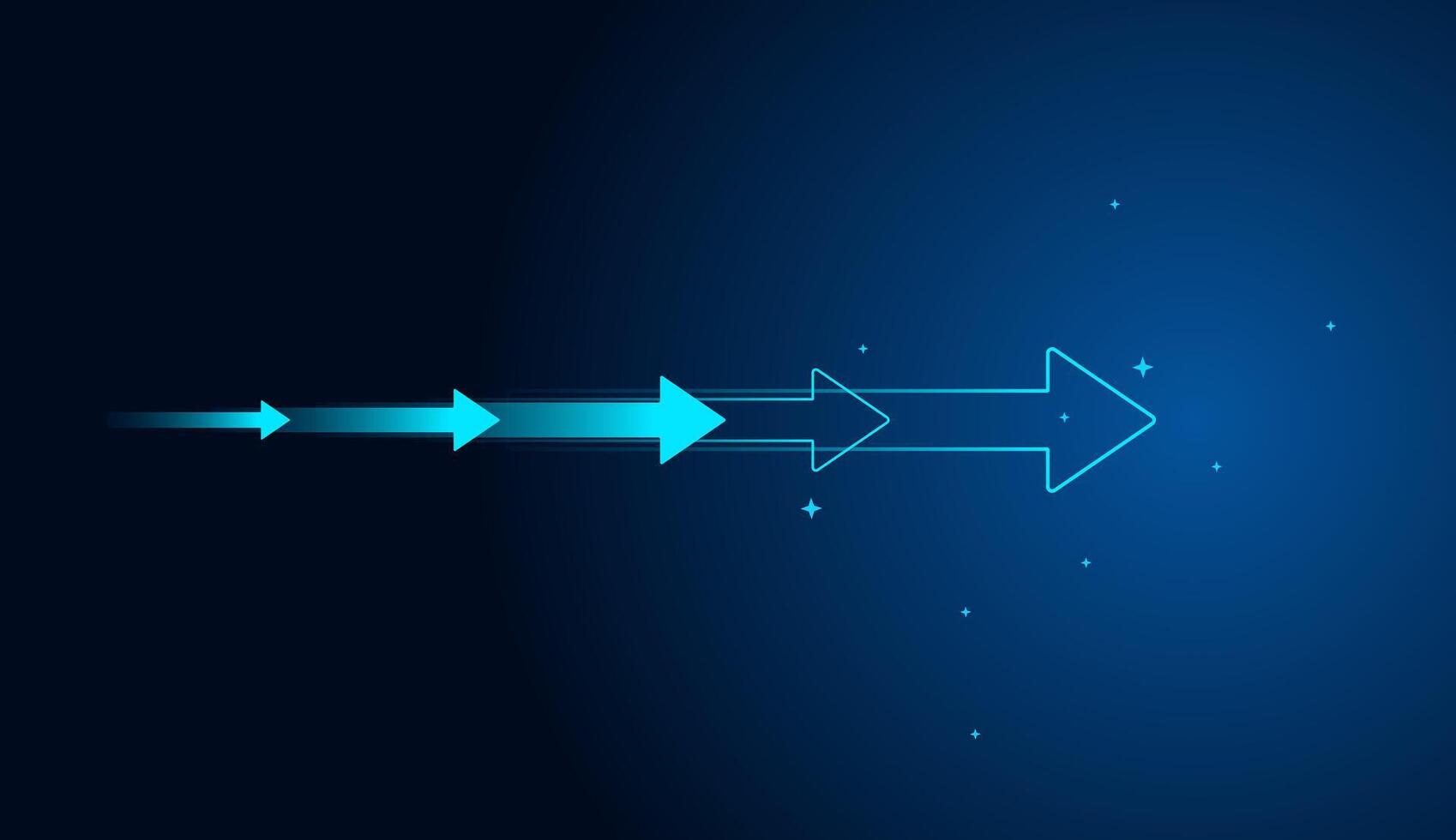 a sequence of arrows progressing horizontally to the right, highlighted on a blue gradient background, signifying forward movement vector