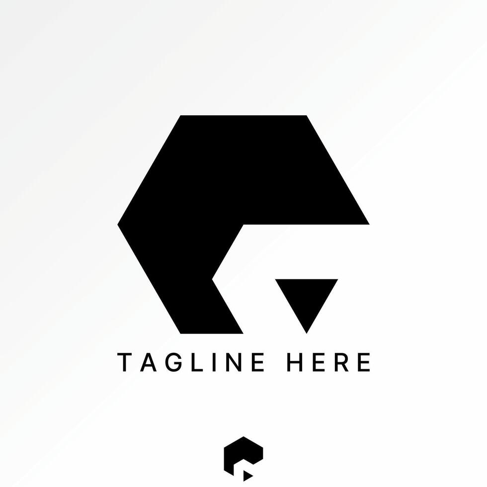negative space hexagon like initial C font artistic trendy vector