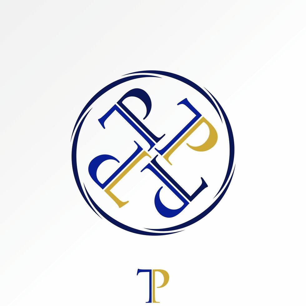 initial TP serif font on rotation pattern artistic luxury vector
