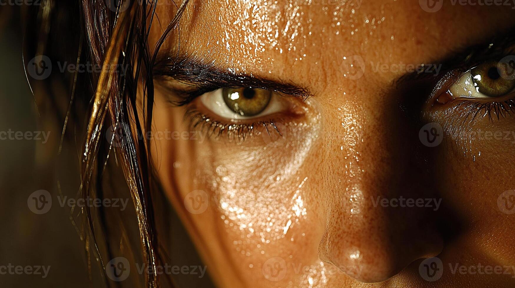 Intense close-up of a determined individual. photo