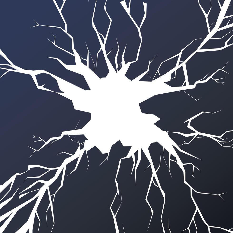 Lightning Crack. Abstract lightning crack design with white thunder shape. Shape of lightning strike or cracked surface effect symbolizing energy power and intensity vector