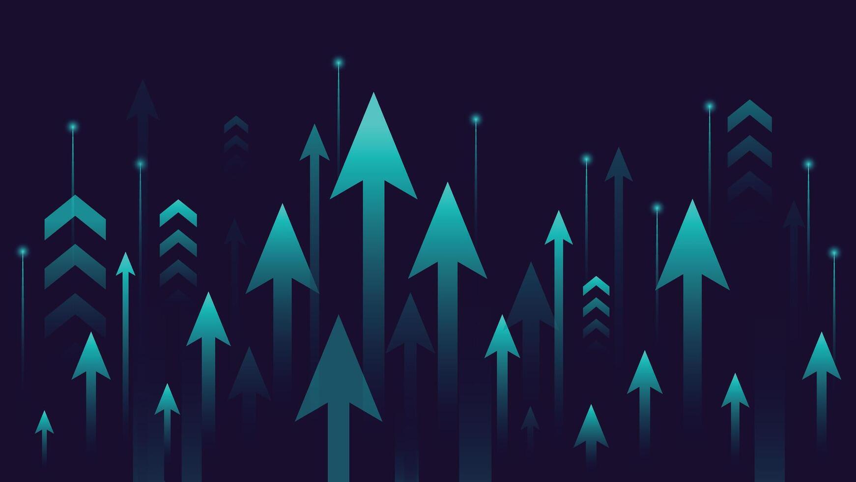 Abstract dark background with glowing upward arrows in blue tones, perfect for symbolizing growth, progress, business success, innovation, and futuristic digital themes. vector