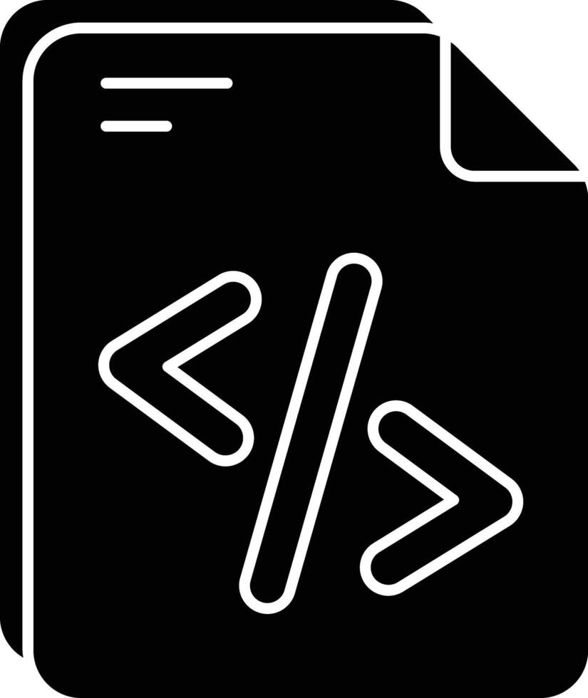 a black and white icon of a file folder with a code symbol vector
