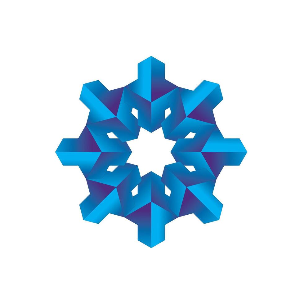 3D snowflake. abstract geometric image of a snowflake vector