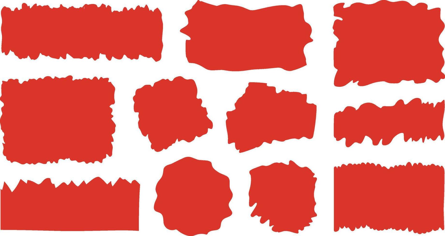 Assortment of Irregular Red Shapes and Splatters on White Background blob vector