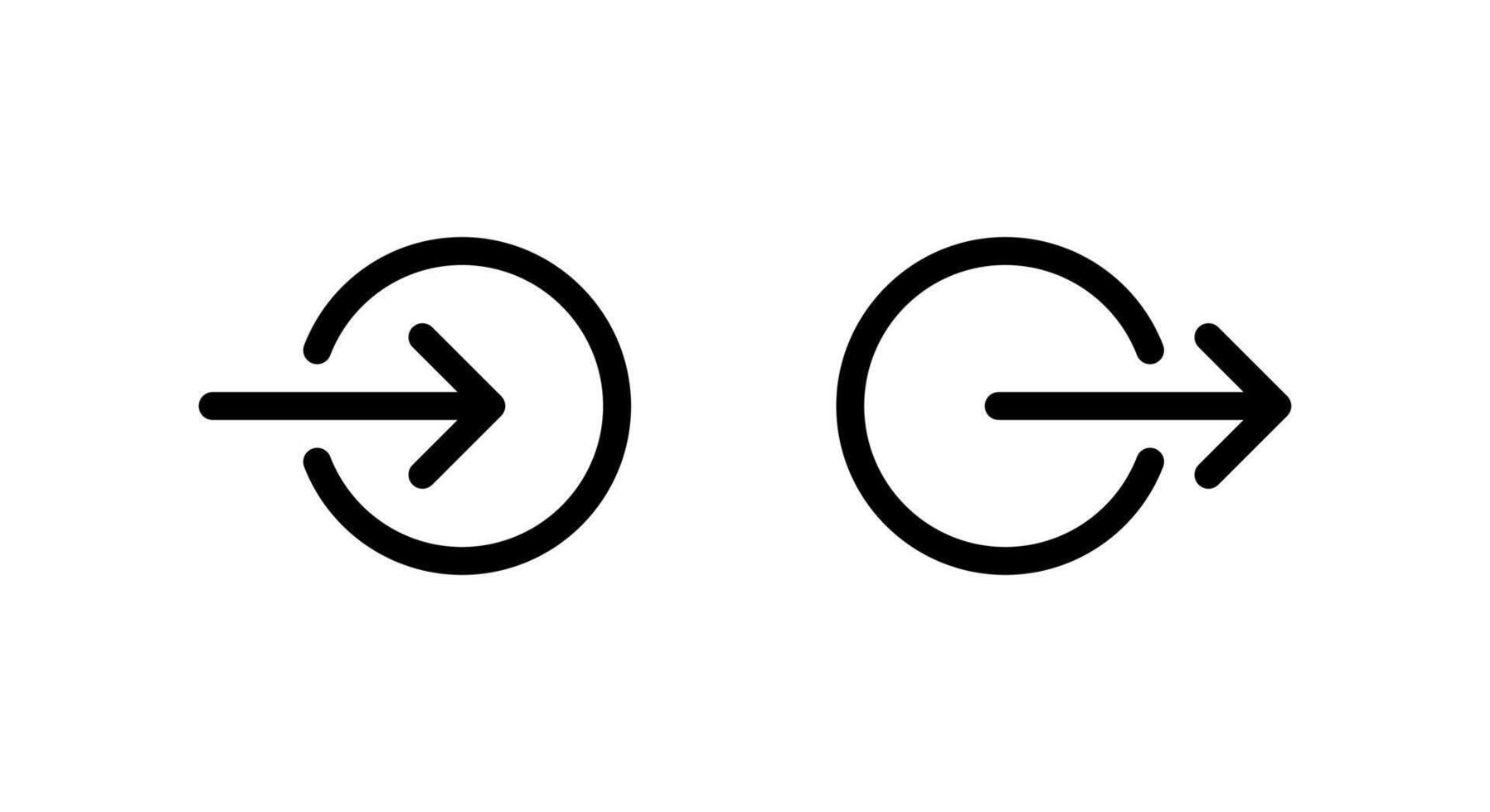 Login and logout icon. Entrance and exit symbol. Arrow in circle for user account access vector