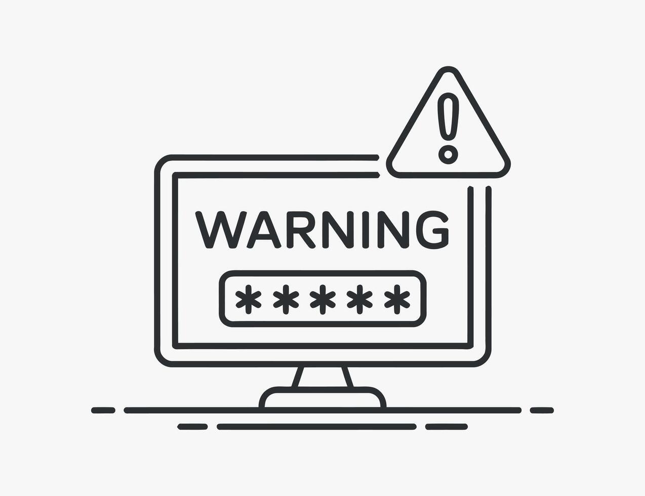 Computer Screen Displaying Warning Message with Password Field Representing Security Alert and Data Protection vector