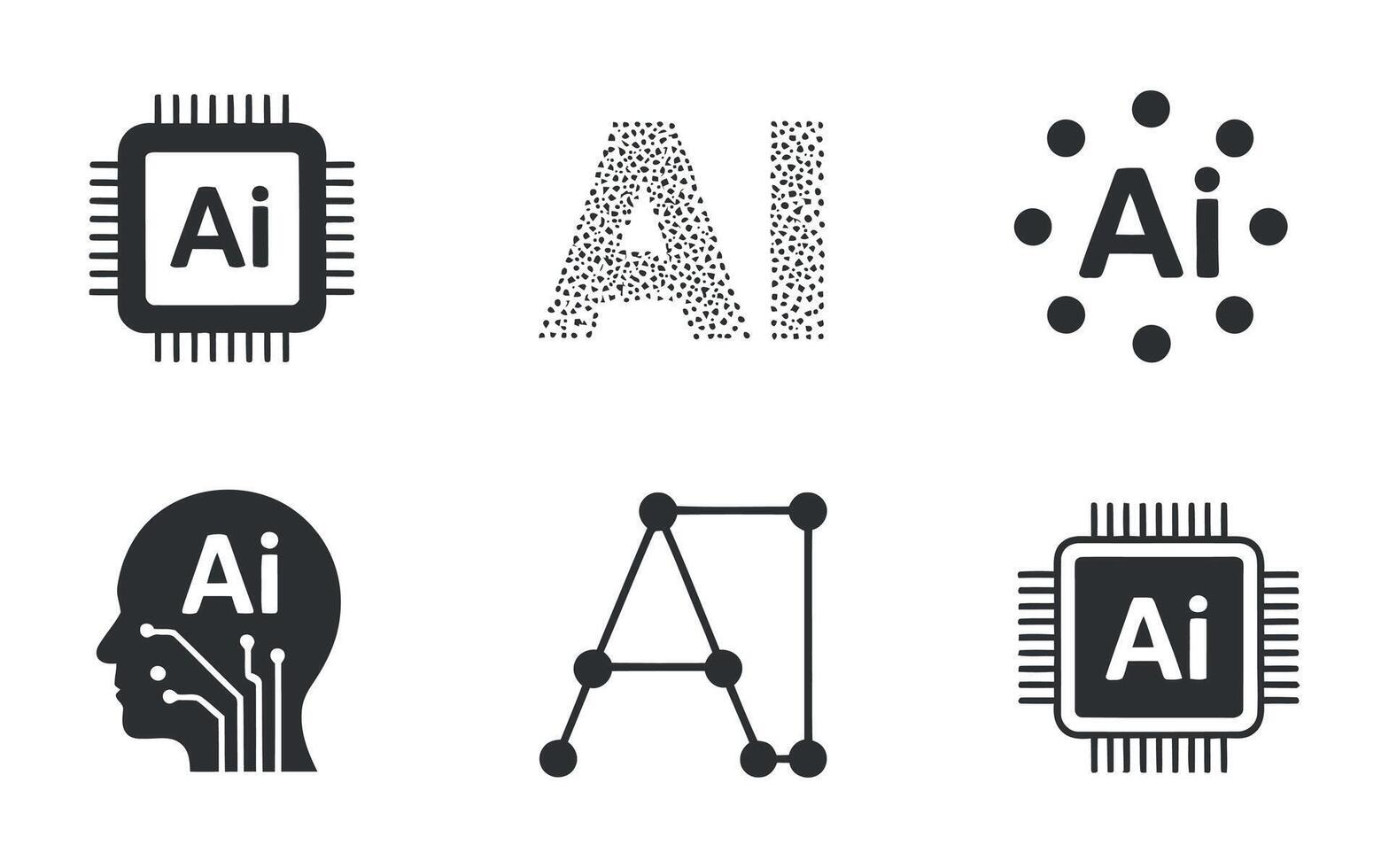 Artificial Intelligence AI Illustration with Circuit Board and Neural Network on White Backdrop vector