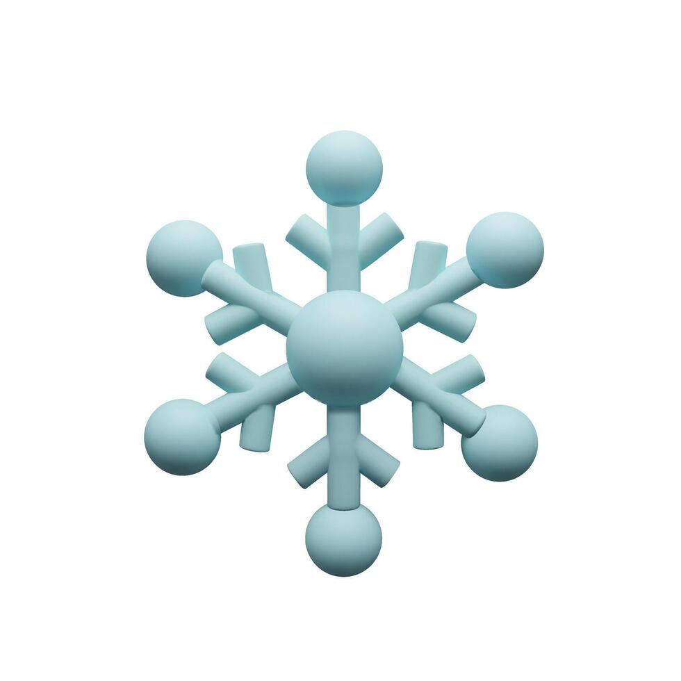 3d cute snowflake. Meteorology realistic element. symbol of cold, frost. Design element for winter season. Hexagon shape crystal in clay, plastic style vector