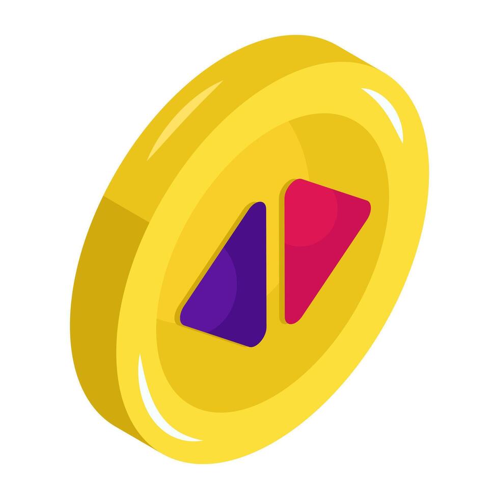 Conceptual isometric isometric design icon of media button vector