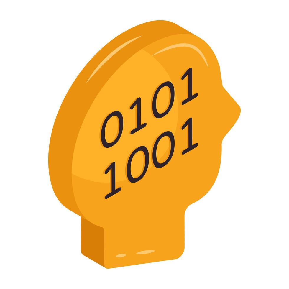 Modern isometric design icon of binary mind vector