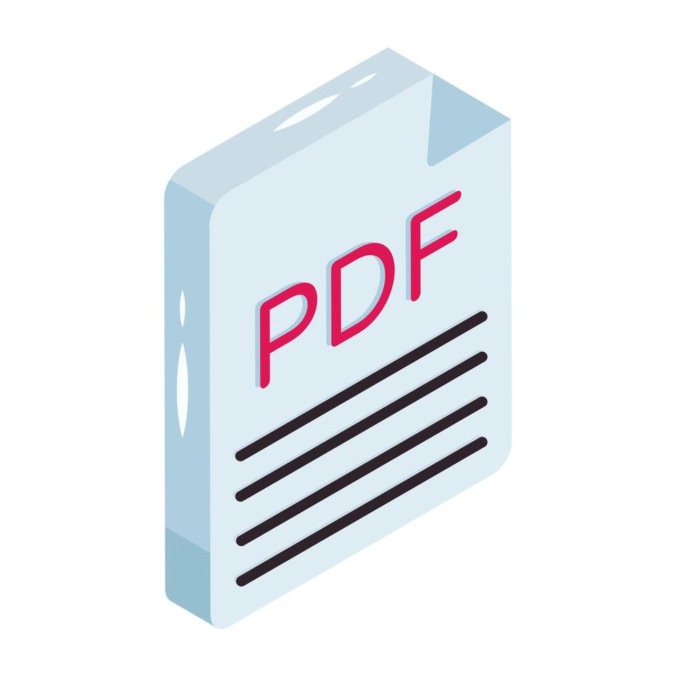 Editable isometric design icon of pdf file vector