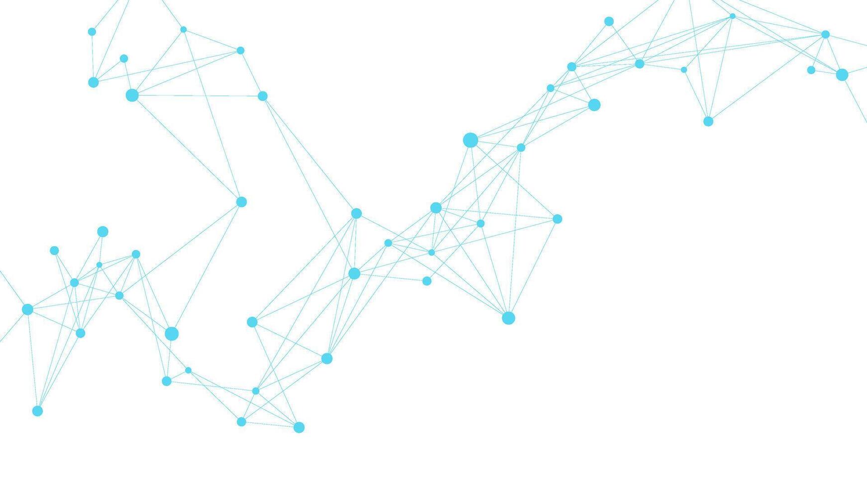 Abstract science and technology background with blue connecting dots and lines. Futuristic communication, chemistry, and neurons vector