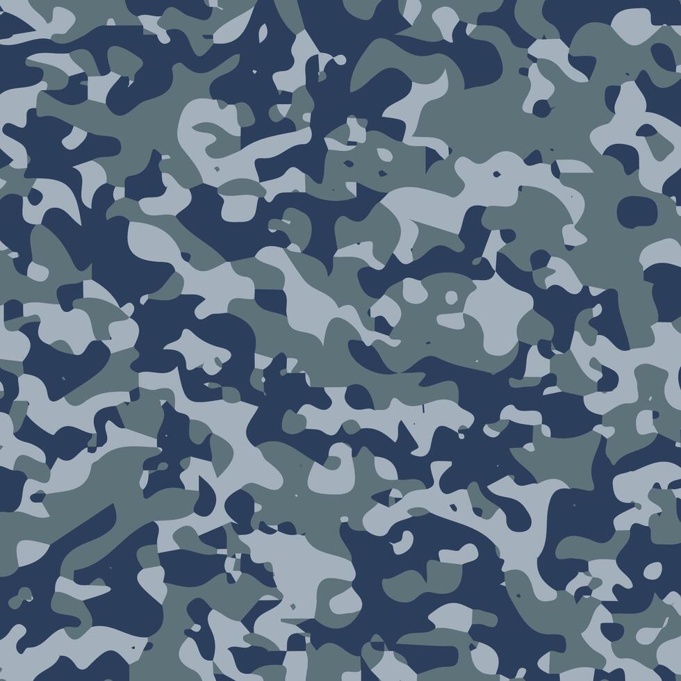 Military Camouflage Pattern Art, Icons, and Graphics, A military camouflage pattern featuring irregular, abstract shapes in shades of blue, grey, and navy. vector
