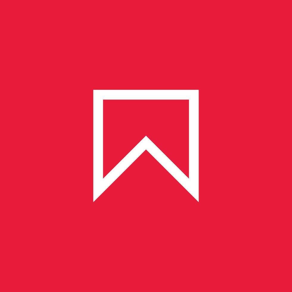 rectangular mountain logo with a triangular cutout below it, A minimalist logo on a red background features a white rectangular shape with a triangular cutout below it,. vector