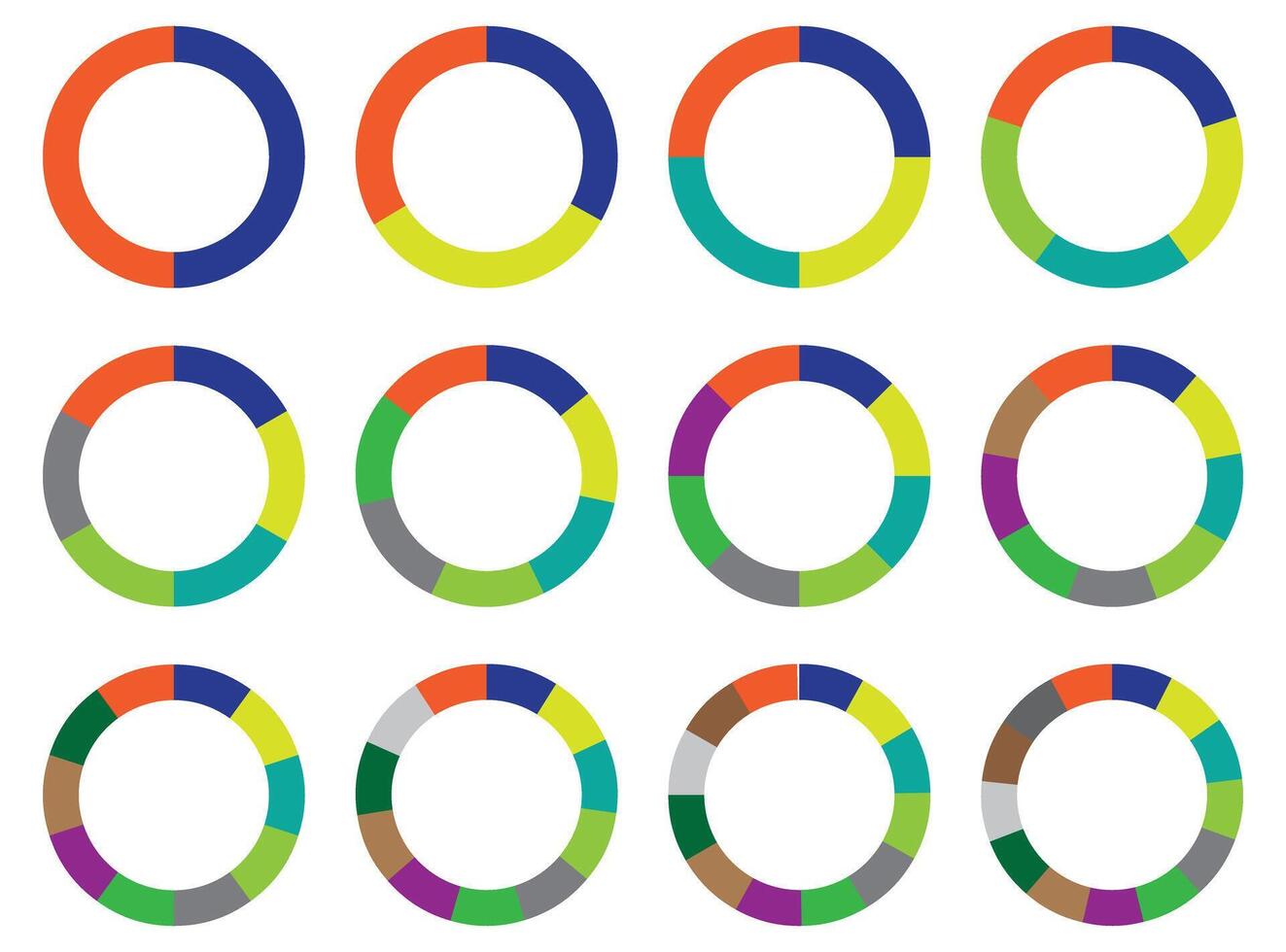 Circular Charts and Segmented Rings for Data Visualization vector