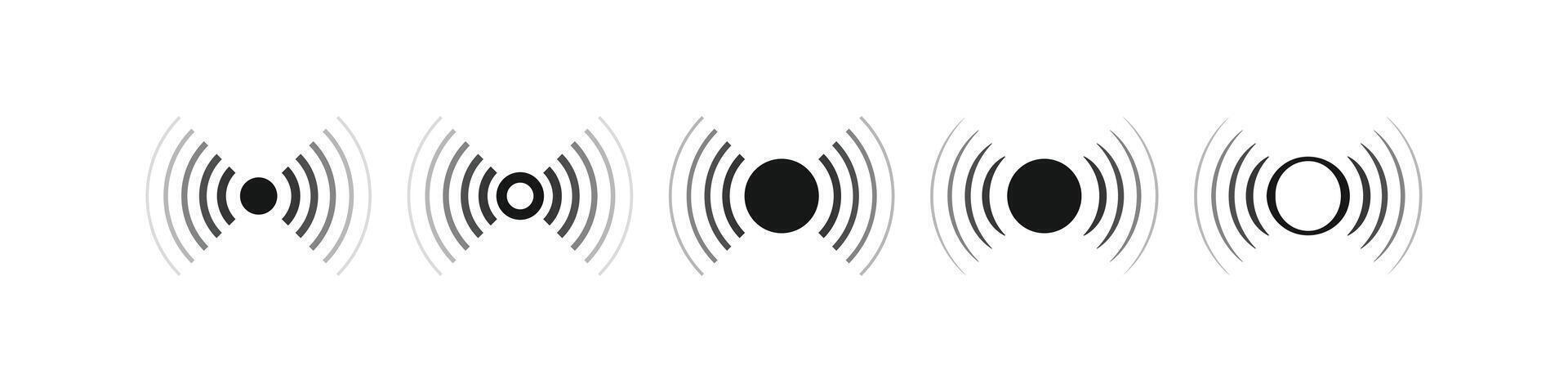 Set of black and gray radar and sonar signal icons. Ideal for wireless technology, communication, and UI UX design projects vector