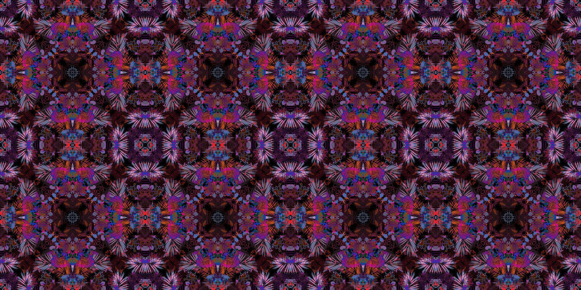 abstract decorative motif wallpaper. Modern wallpaper or textile design with a complex repeating pattern. ornament design with mix of magenta, purple, and blue. Abstract jeweled colorful background vector