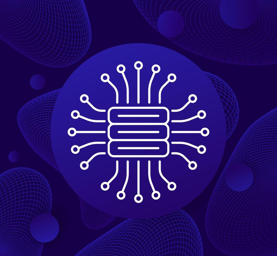 middleware icono con servidor, línea vector