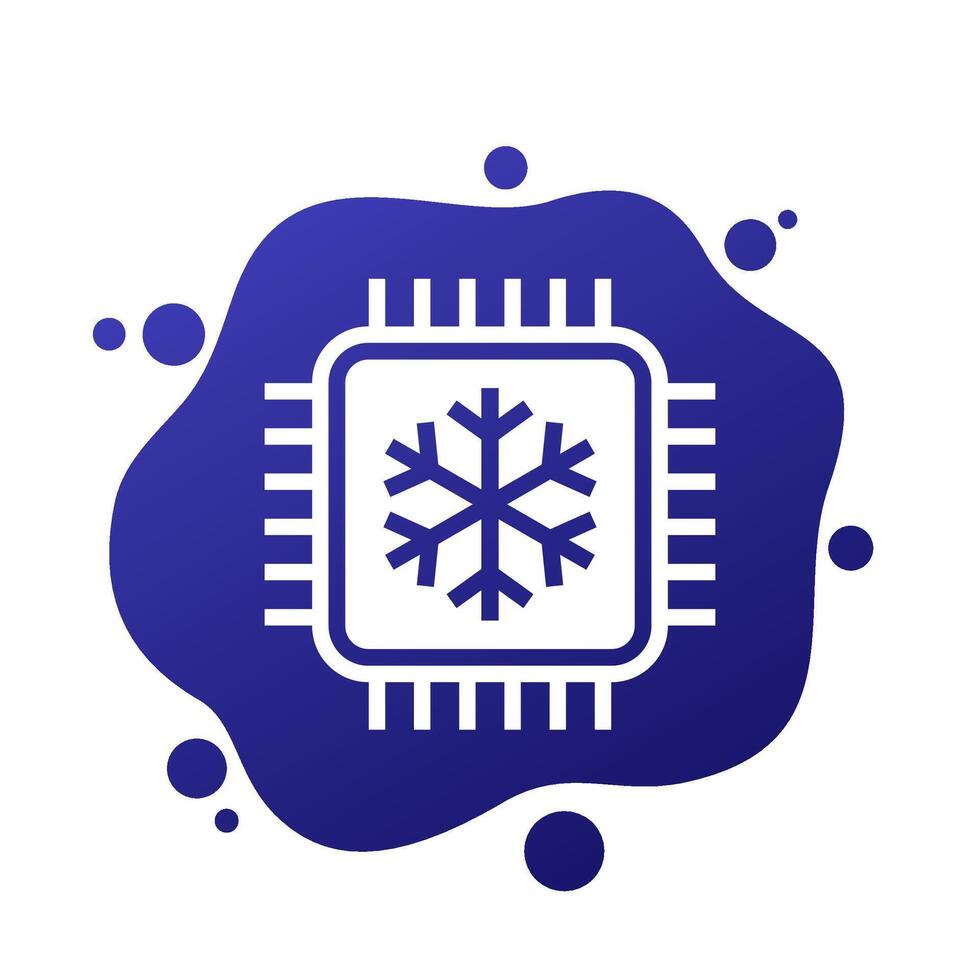 Cold cpu icon, processor cooling vector