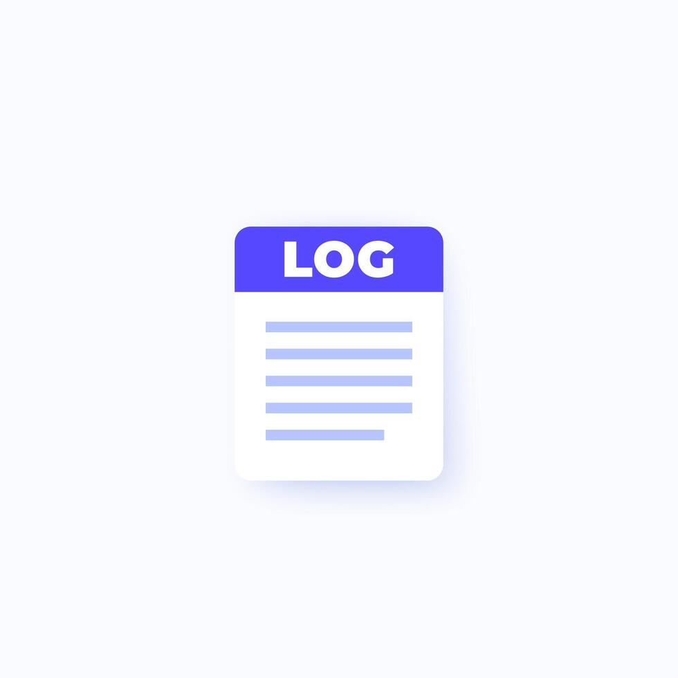 LOG file format icon, vector