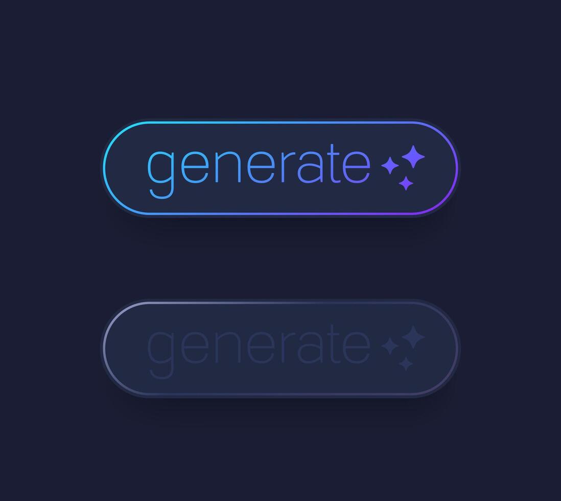 generate with ai buttons, dark design vector