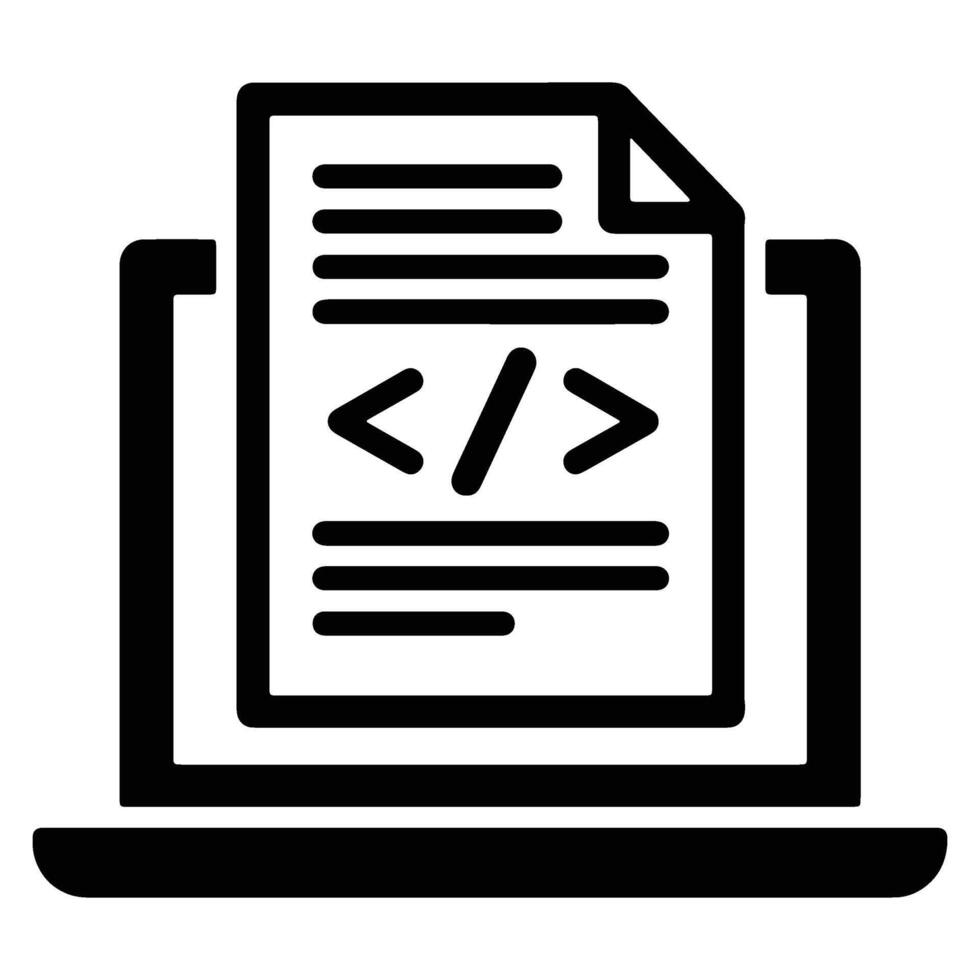 Coding Document on Laptop Screen A Simple, Clean, and Professional Illustration of Software Development - Professional digital artwork with vibrant colors and detailed composition vector