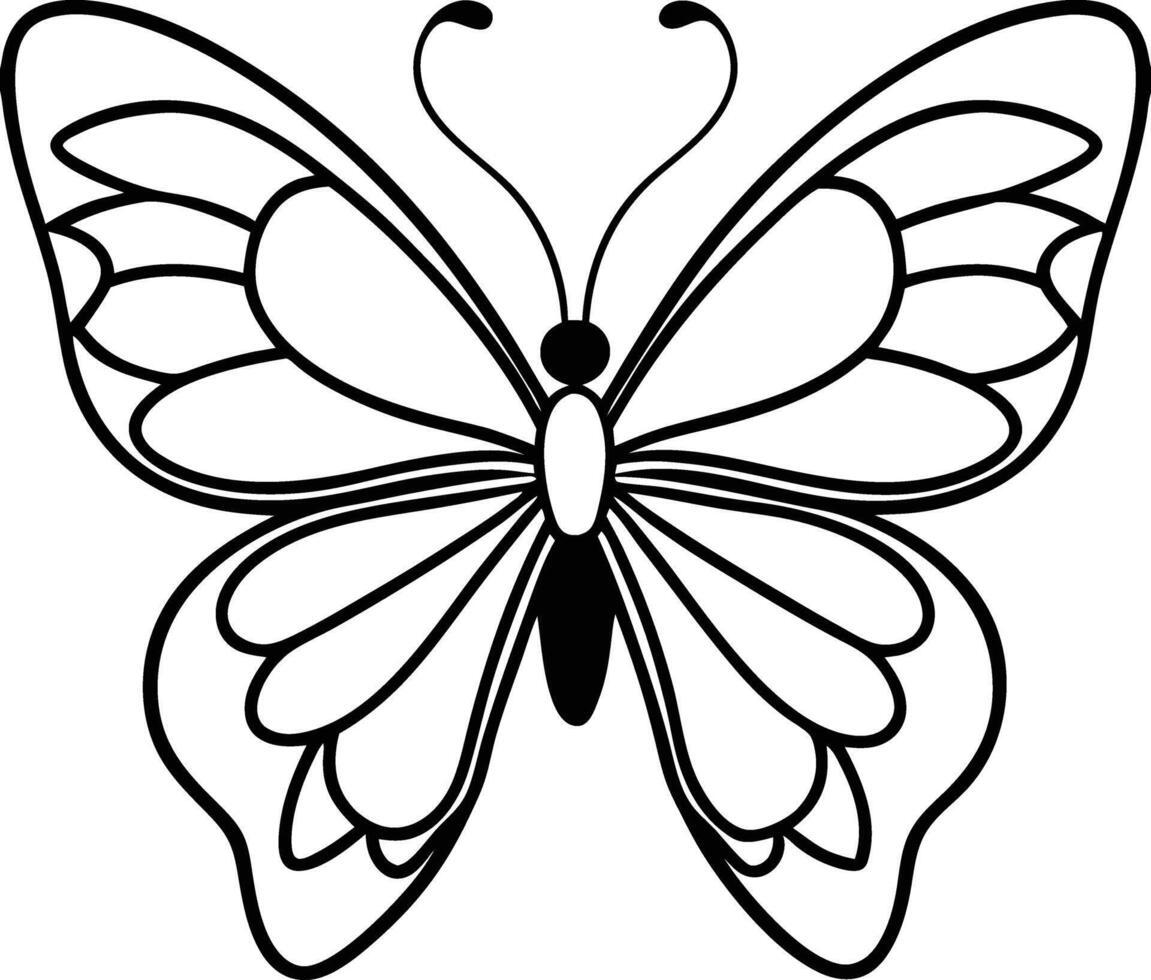 Outline of a Butterfly with Intricate Wing Patterns vector