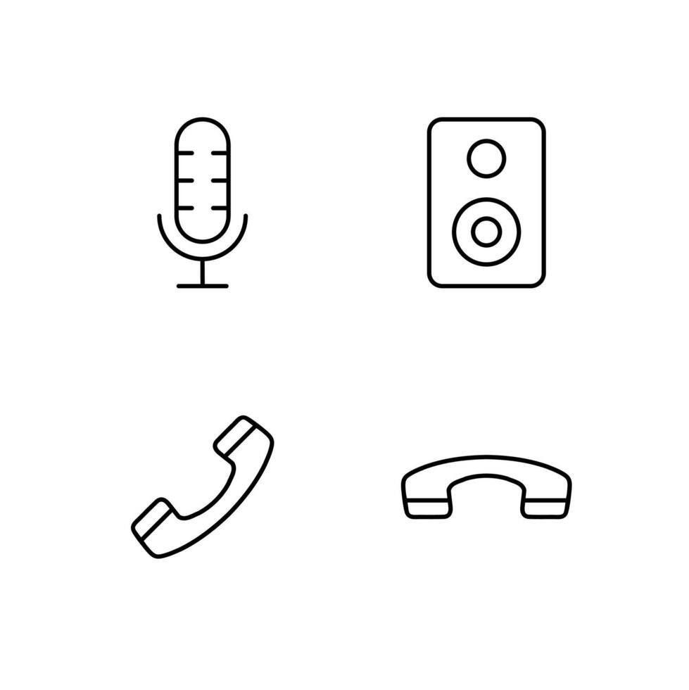 Microphone Speaker Phone and Call End Line Icon Set for Web Dashboard Interface vector