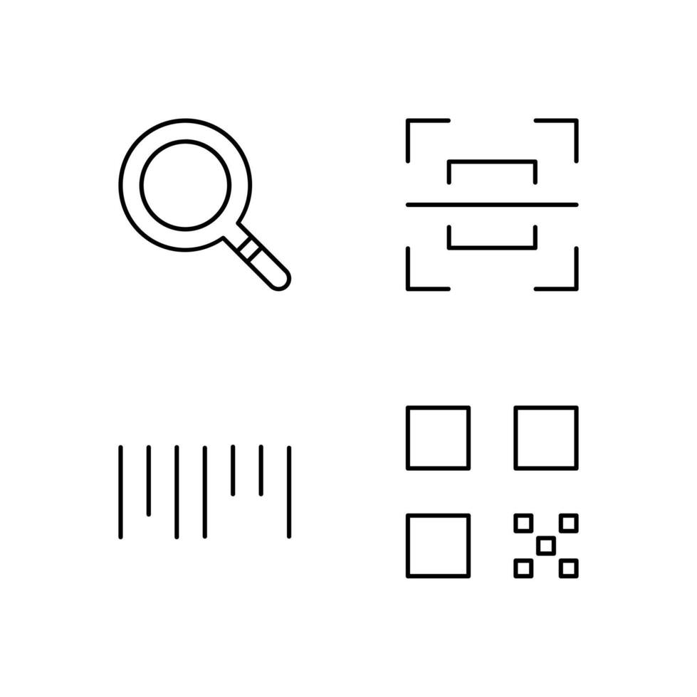 Search Scan Barcode and QR Code Line Icon Set for Modern Web System vector