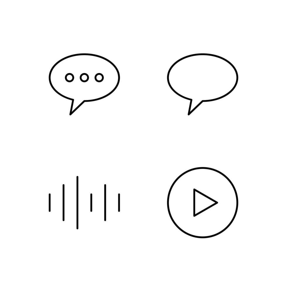 Chat Comment Voice and Media Player Line Icon Set for Web Dashboard Interface vector