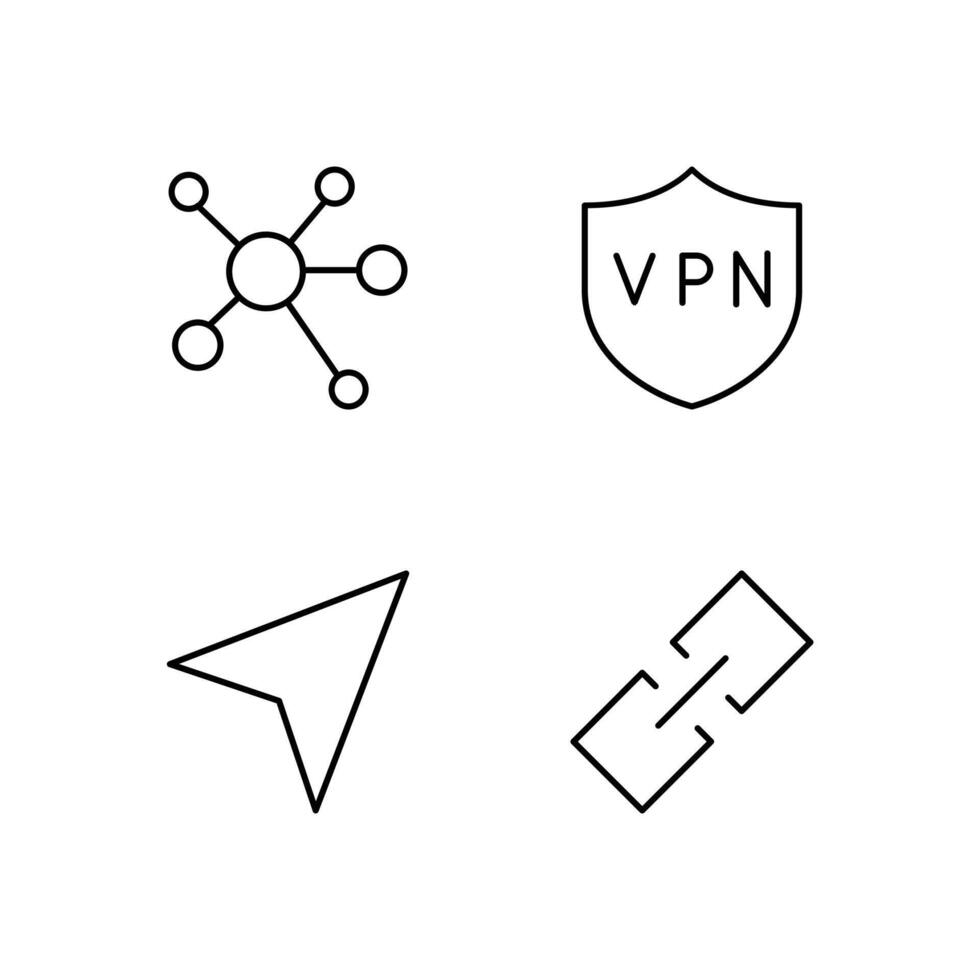 Network VPN Share and Link Line Icon Set for Web Dashboard Interface vector