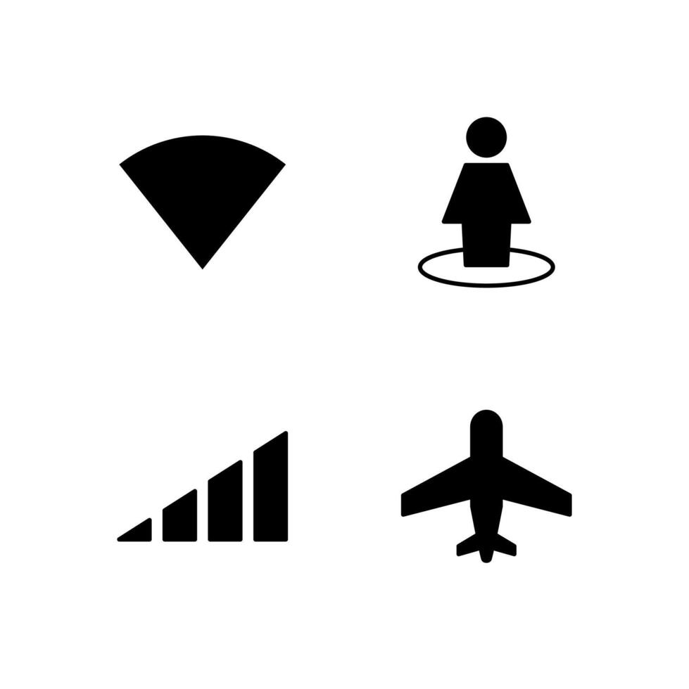 Wi Fi Nearby Signal and Airplane Mode Solid Icon Set for Modern Web System vector