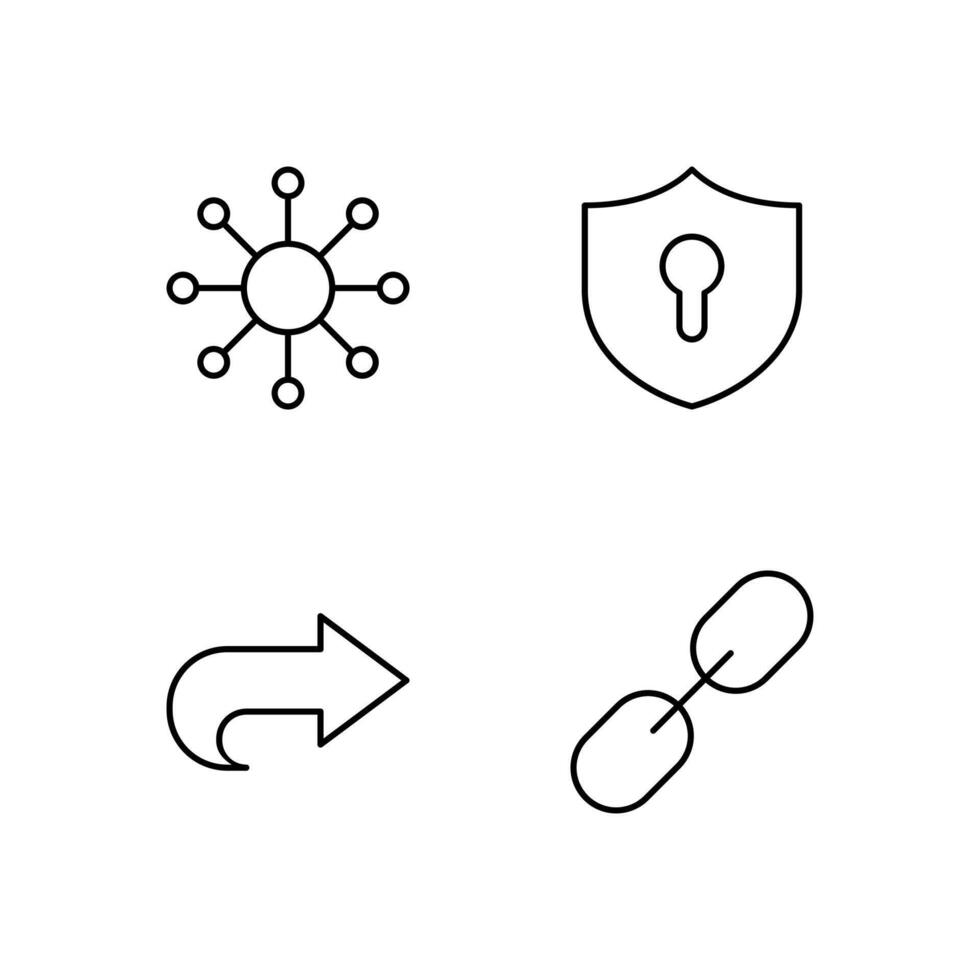 Network VPN Share and Link Line Icon Set for Mobile Application vector