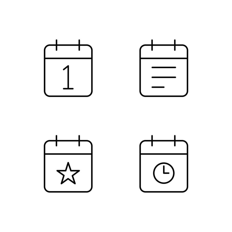 Date Schedule Event and Deadline Line Icon Set for App User Experience UI vector