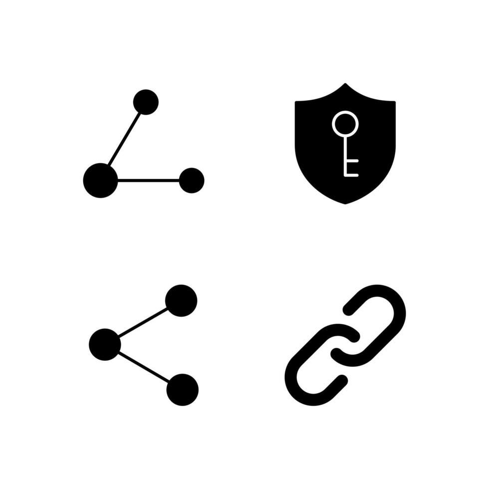 Network VPN Share and Link Solid Icon Set for App User Experience UI vector