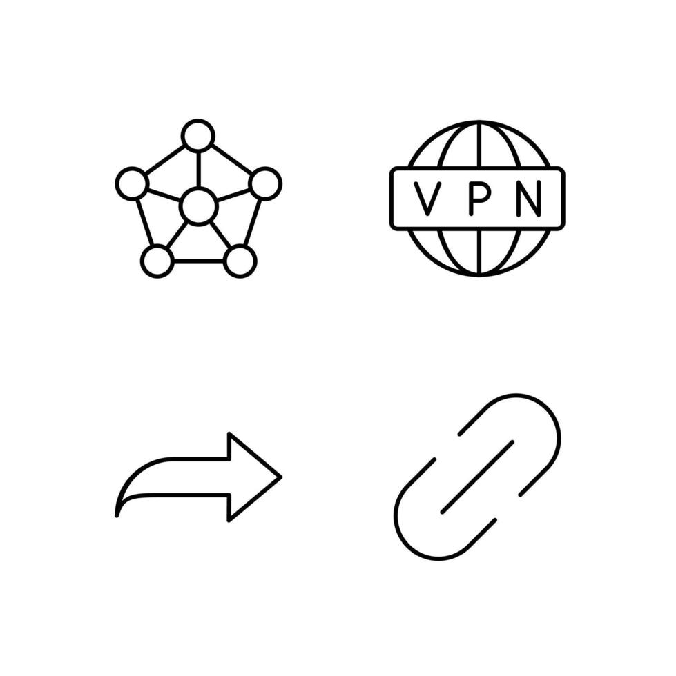 Network VPN Share and Link Line Icon Set for App User Experience UI vector
