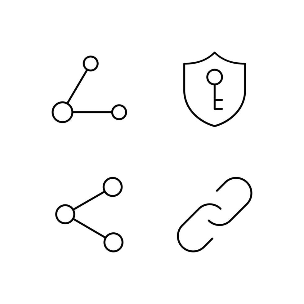 Network VPN Share and Link Line Icon Set for Digital Platform Design vector
