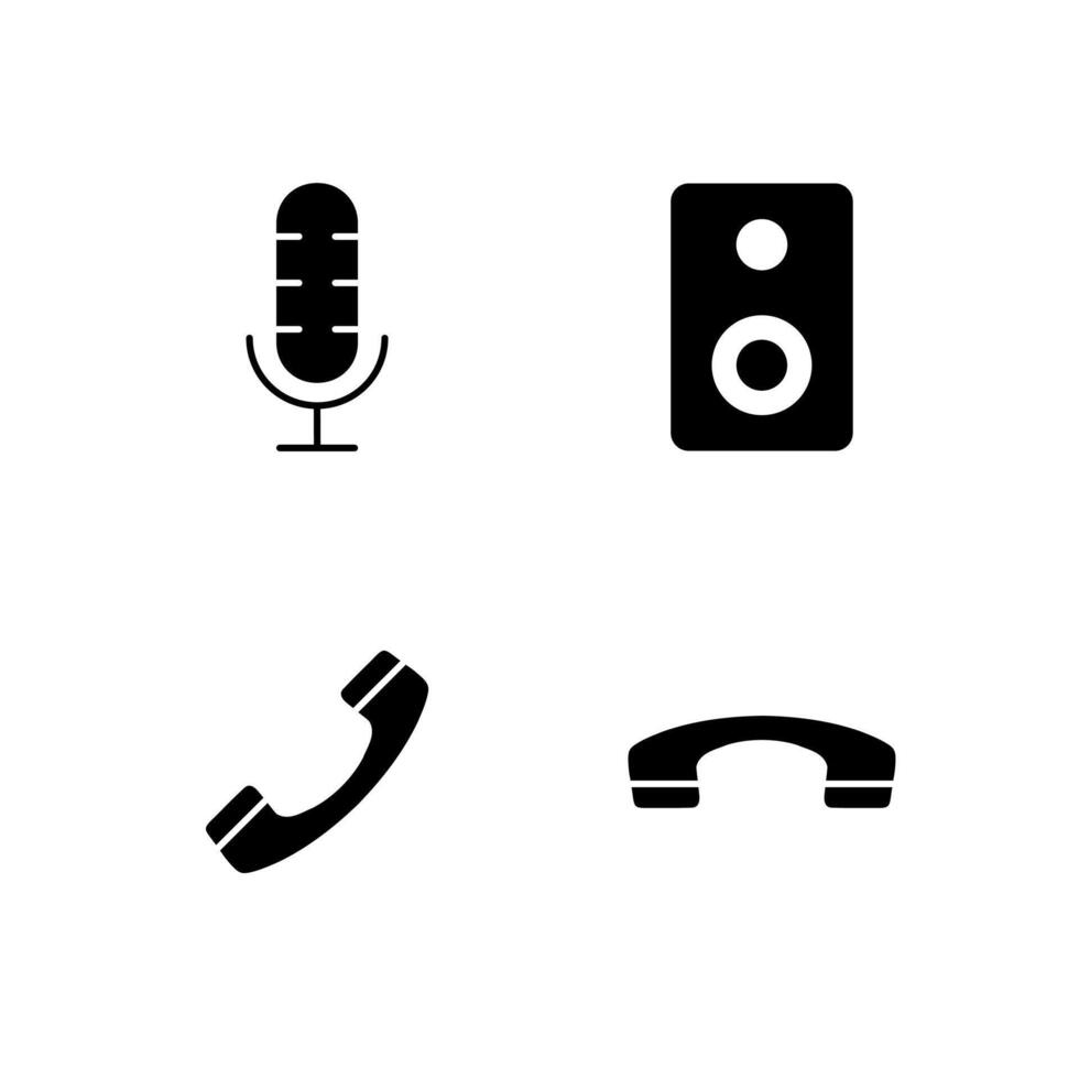 Microphone Speaker Phone and Call End Solid Icon Set for Web Dashboard Interface vector