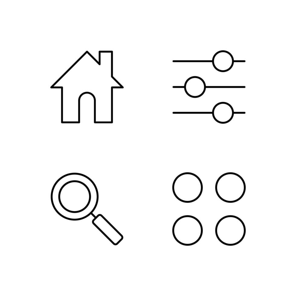 Home Settings Search and Menu Line Icon Set for Modern UI System vector