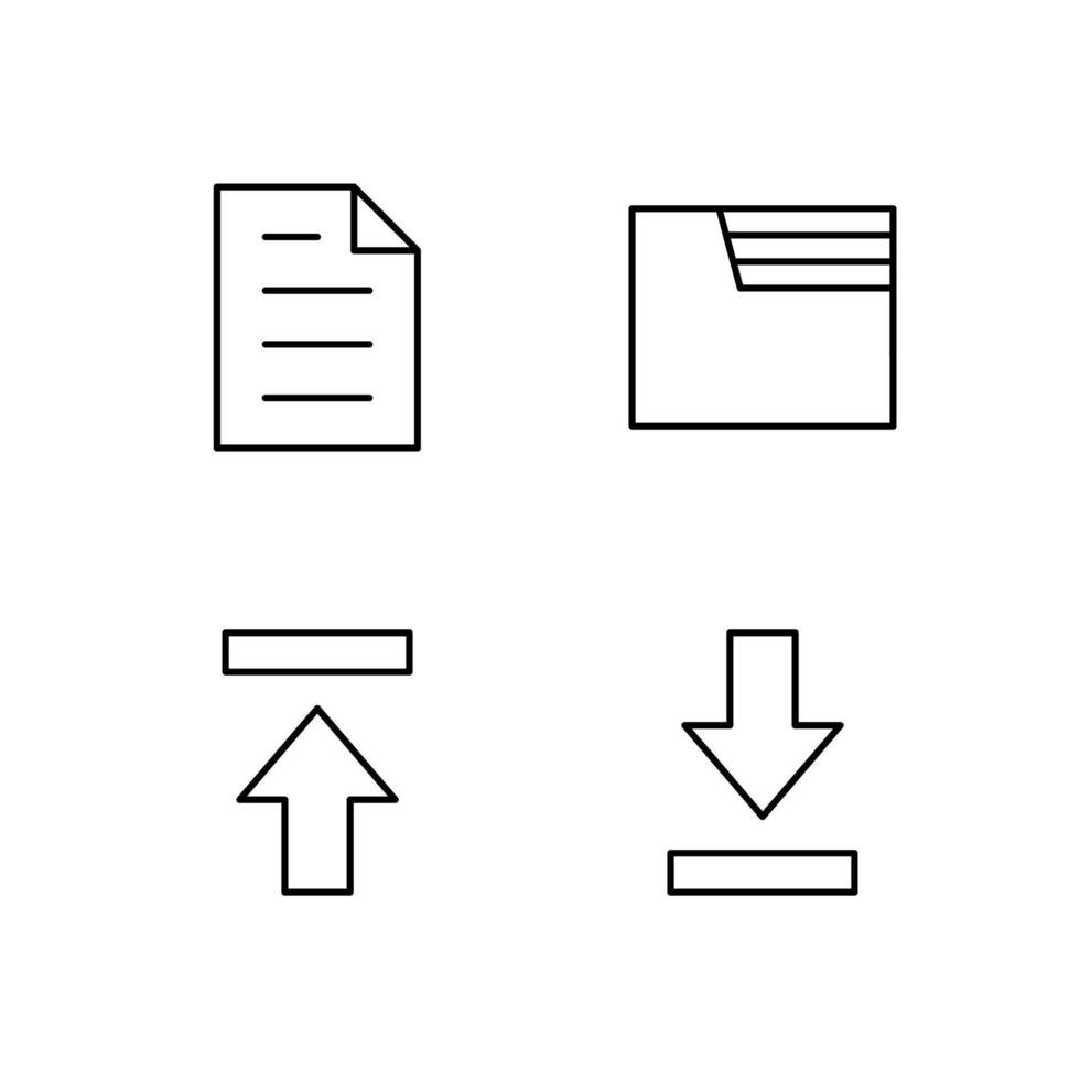 File Folder Upload and Download Line Icon Set for App User Experience UI vector