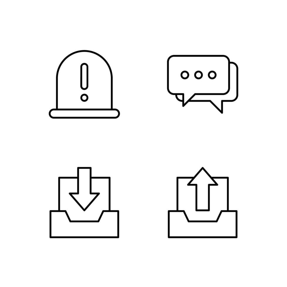 Warning Message Inbox and Outbox Line Icon Set for Digital Platform Design vector