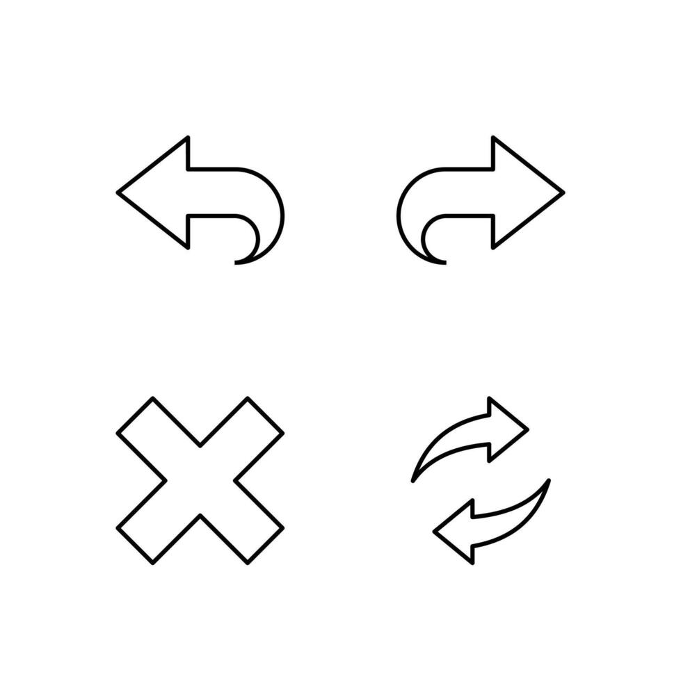 Back Forward Close and Refresh Line Icon Set for Digital Platform Design vector