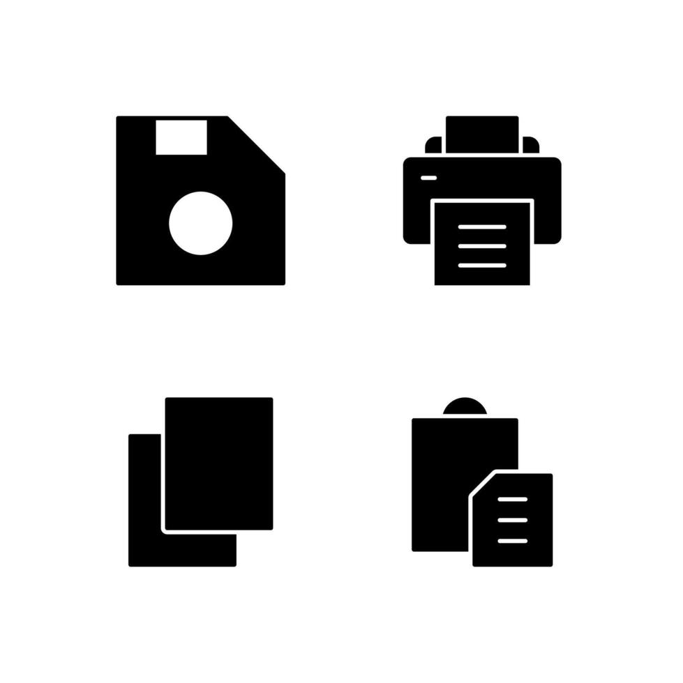 Save Print Copy and Paste Solid Icon Set for Digital Platform Design vector