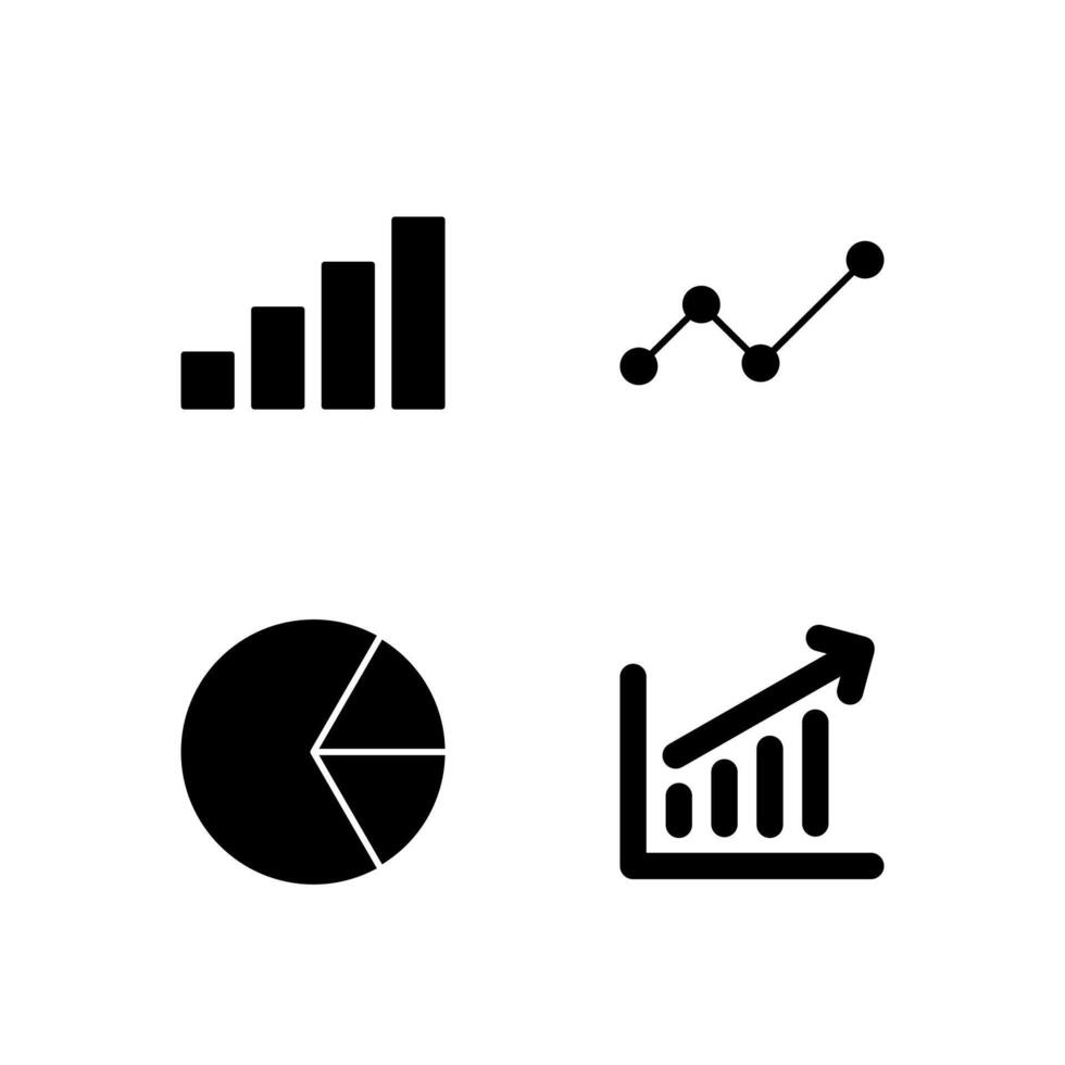 Chart Bar Chart Line Chart Pie and Graph Solid Icon Set for App User Experience UI vector