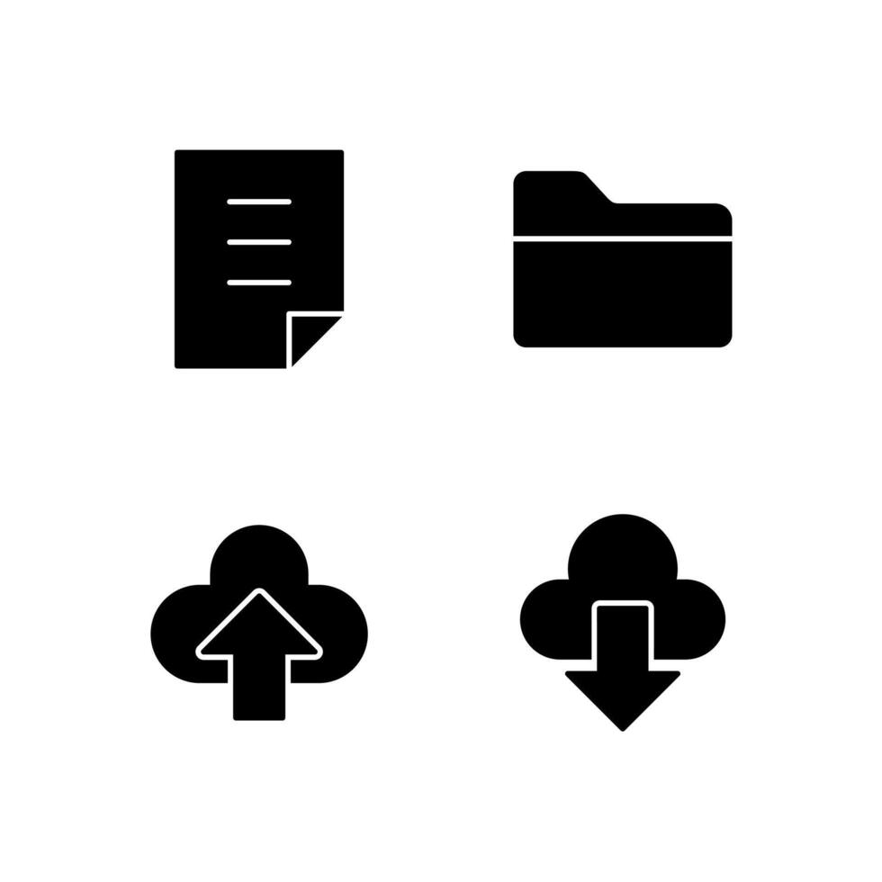 File Folder Upload and Download Solid Icon Set for Web Dashboard Interface vector