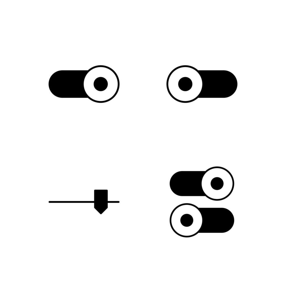 Toggle On Toggle Off Slider and Switch Solid Icon Set for Mobile Application vector
