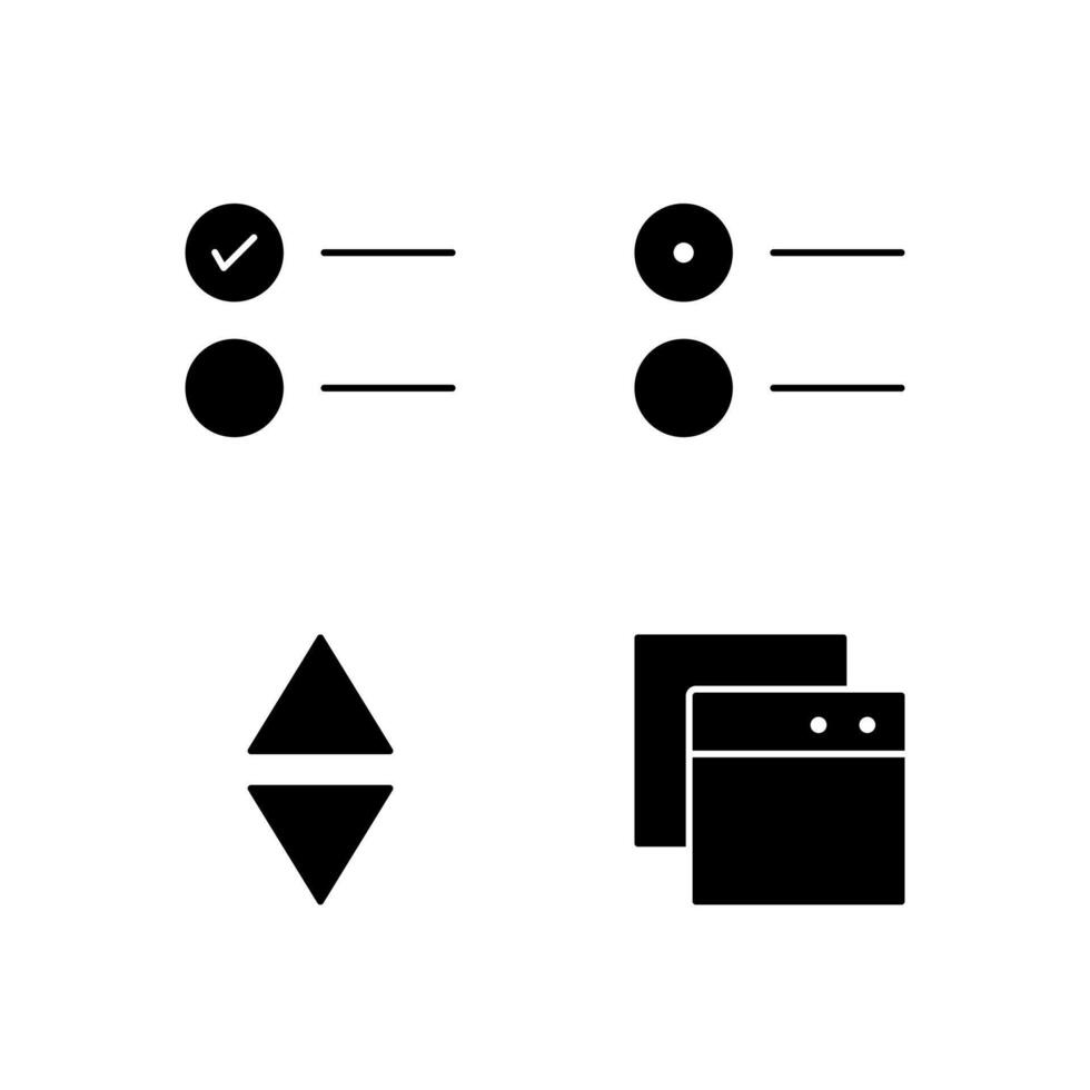 caja radio botón desplegable y lengüeta sólido icono conjunto para web tablero interfaz vector