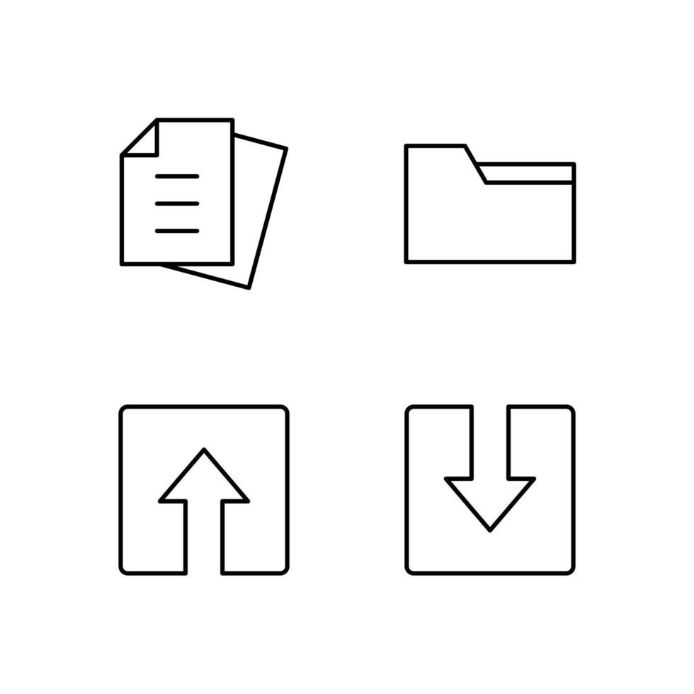 File Folder Upload and Download Line Icon Set for Modern Web System vector