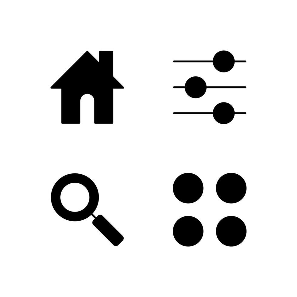 Home Settings Search and Menu Solid Icon Set for Modern UI System vector